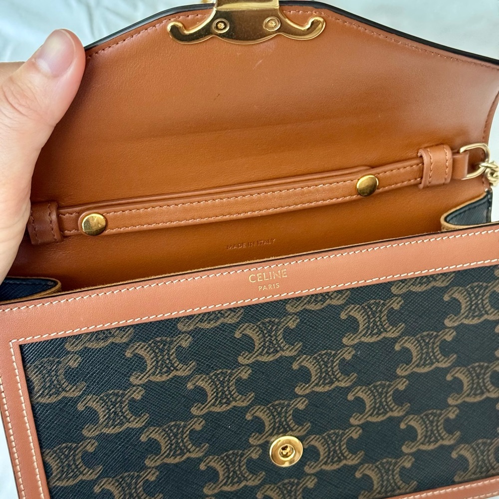 WALLET ON CHAIN MARGO IN TRIOMPHE CANVAS AND CALFSKIN AUTHENTIC - Picture 8 of 13